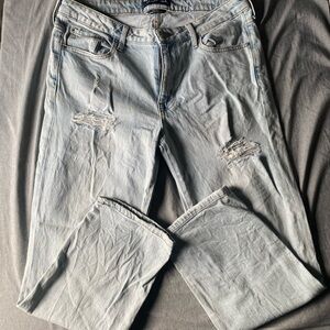 Aeropostale Mid Rise Ankle Straight Jeans - Light Blue